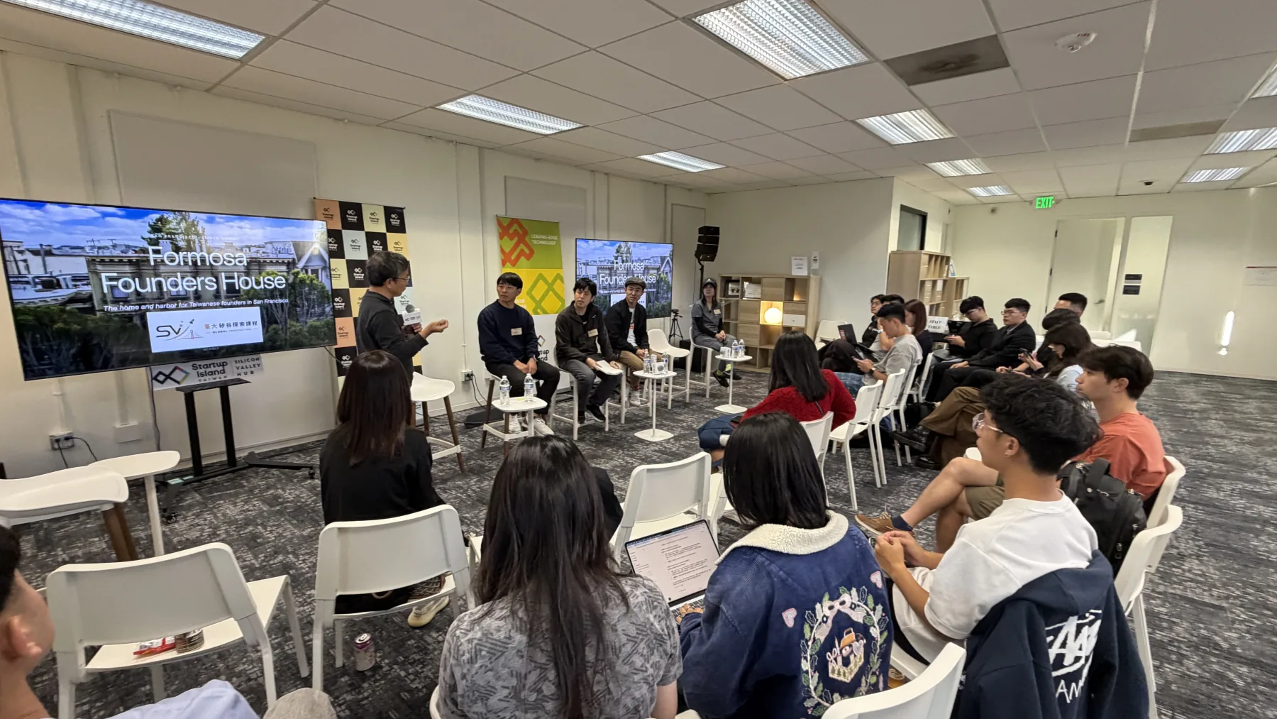 A Formosa Founders House panel with Taiwanese founders and a live audience